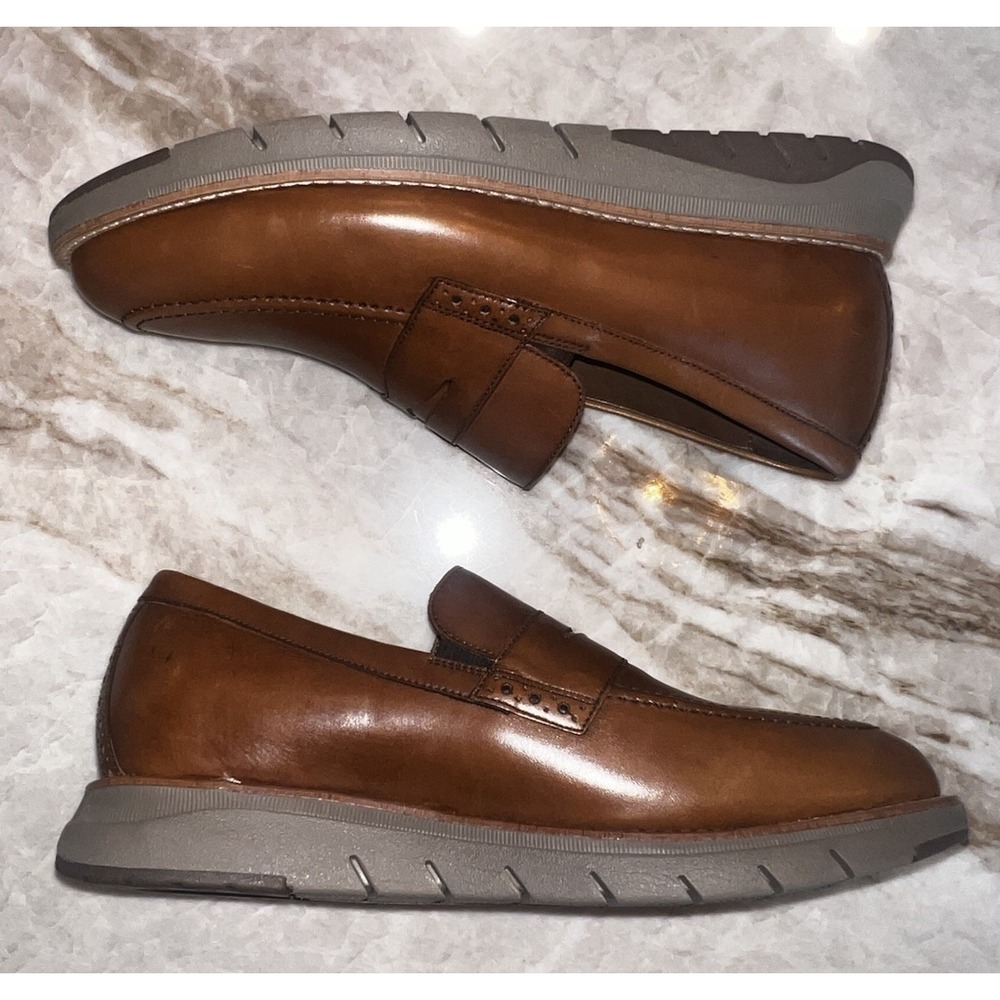 Johnston & Murphy Vaughn Penny Loafers Cognac Brown Leather Mens Size 8 NEW - Picture 8 of 8